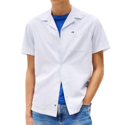 Chemisette Bleu Clair Homme Tommy Hilfiger Linen Blend Camp-aruba