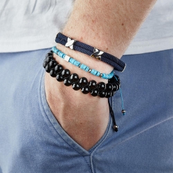 Bracelet Noir Geographical Norway Corde 3 Motifs