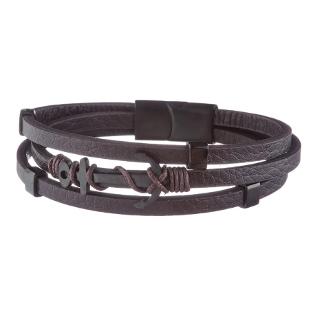 Bracelet Noir Geographical Norway Ancre