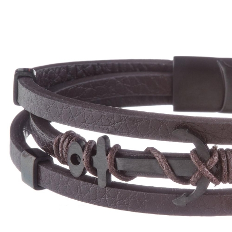 Bracelet Noir Geographical Norway Ancre
