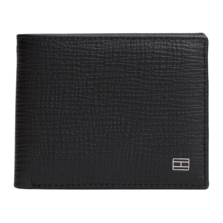 Portefeuille Noir Homme Tommy Hilfiger Th Flag Mini Cc Wall