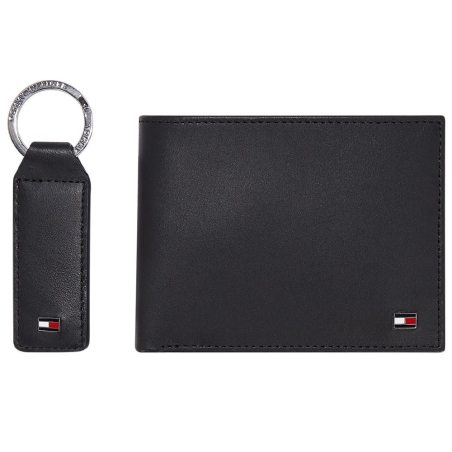 Coffret Portefeuille + Porte Clef Homme Noir Tommy Hilfiger Eton
