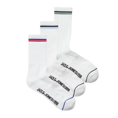 Lot de 3 Paires de Chaussettes Blanches Homme Jack & Jones Jason