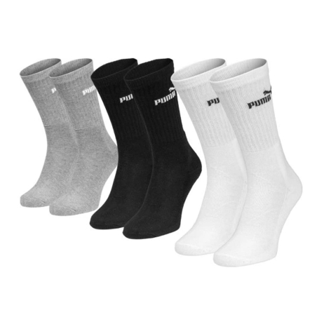 X3 Paires de Chaussettes Blanches/Grises/Noires Homme Puma Elements