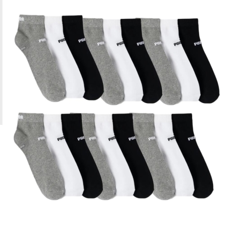 3x Paires de Chaussettes Blanches/Grises Homme Puma Elements