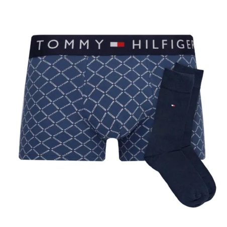 Coffret Boxer + Chaussettes Bleu Homme Tommy Hilfiger Trunk
