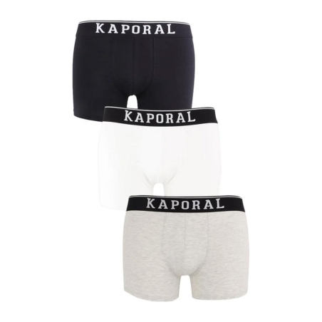 Lot x3 Boxers Noir/Blanc/Gris homme Kaporal QUADMH