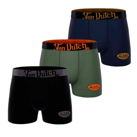 x3 Boxers Noir/Vert/Marine Homme Von Dutch LOGMED