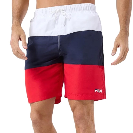 Short de bain Marine/Blanc/Rouge Homme Fila Swim