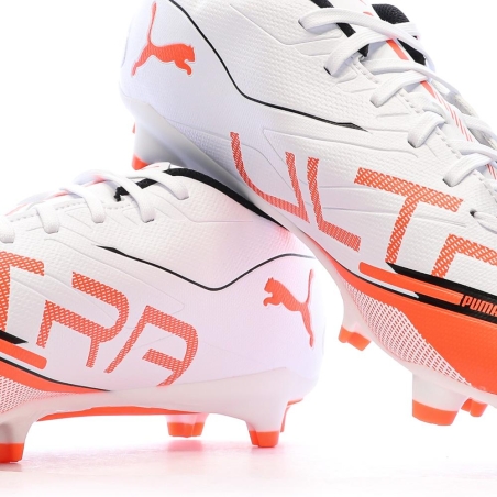 Chaussures de Foot Blanc/Orange Homme Puma Ultra 5 Play FG/AG