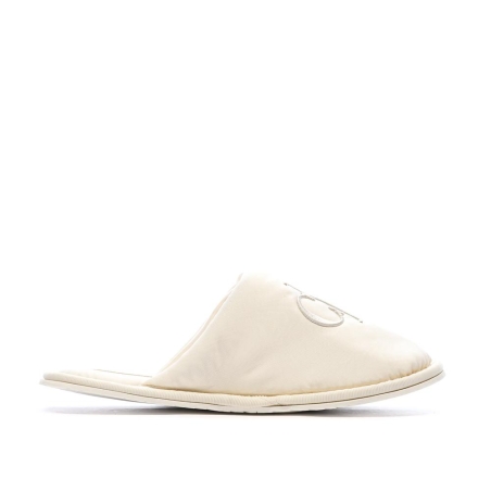 Chaussons Blanc Femme Calvin Klein Jeans Slipper Satin Moire
