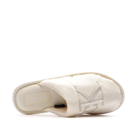 Chaussons Blanc Femme Calvin Klein Jeans Slipper Satin Moire