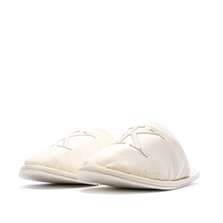 Chaussons Blanc Femme Calvin Klein Jeans Slipper Satin Moire