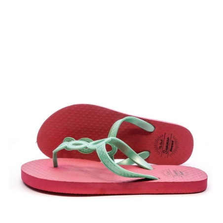 Tongs Rose/Vert Femme Beppi