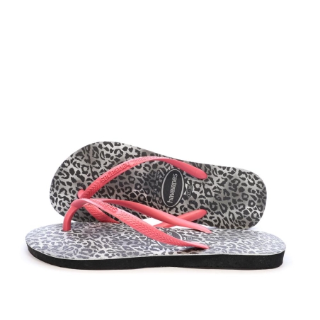 Tongs Gris/Rose Femme Havaianas Hav Slim Leopard