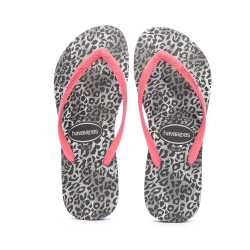 Tongs Gris/Rose Femme Havaianas Hav Slim Leopard