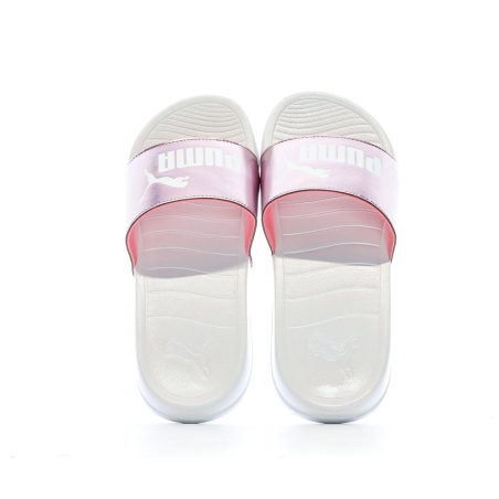 Claquettes Blanche/Rose Femme Puma Popcat 20