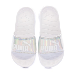 Claquettes Blanche/Argenté Femme Puma Popcat 20 Irridescent