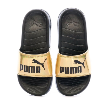 Claquettes Noir/Doré Femme Puma Popcat 20 Irridescent