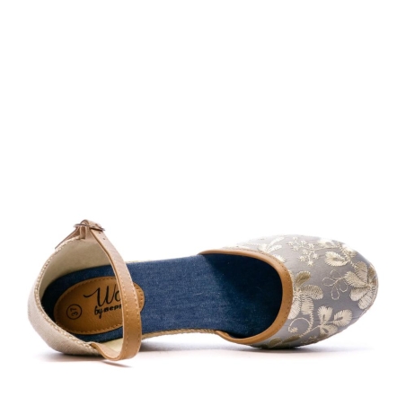 Sandales Compensées Bleu/Fleurs Femme Beppi