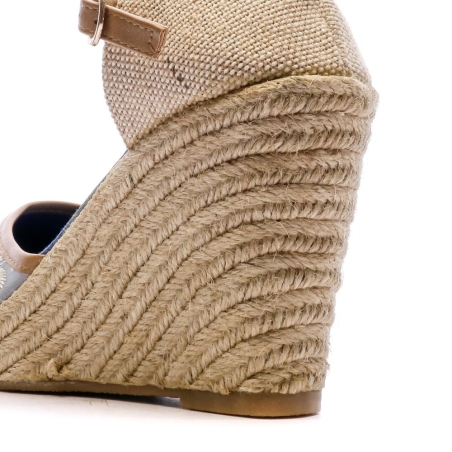Sandales Compensées Bleu/Fleurs Femme Beppi
