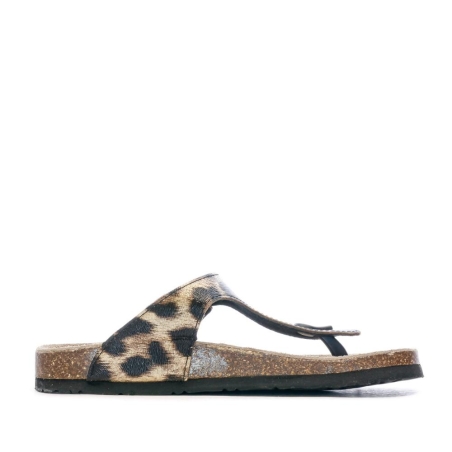 Sandales Noir/Doré Léopard Femme Beppi