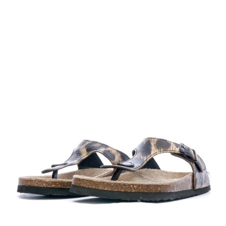 Sandales Noir/Doré Léopard Femme Beppi