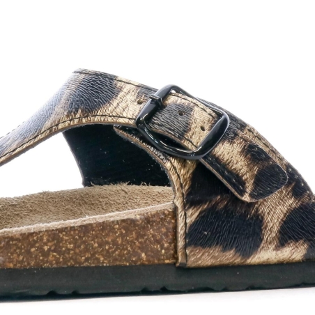 Sandales Noir/Doré Léopard Femme Beppi