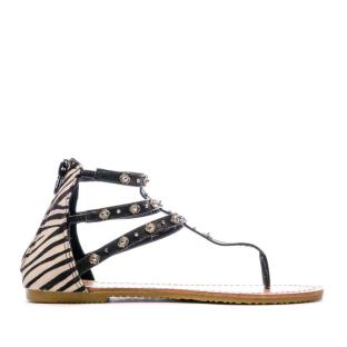 Sandales Noir/Zèbre Femme Beppi