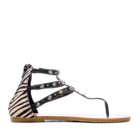 Sandales Noir/Zèbre Femme Beppi