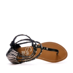 Sandales Noir/Zèbre Femme Beppi