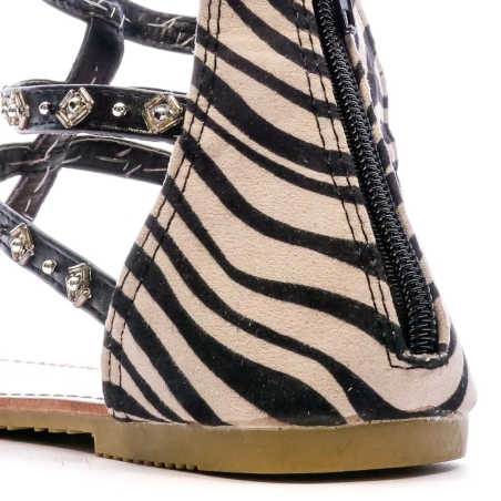 Sandales Noir/Zèbre Femme Beppi