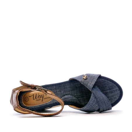 Sandales Compensées Bleu Jeans Femme Beppi