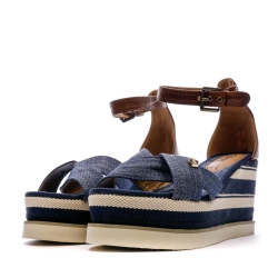 Sandales Compensées Bleu Jeans Femme Beppi