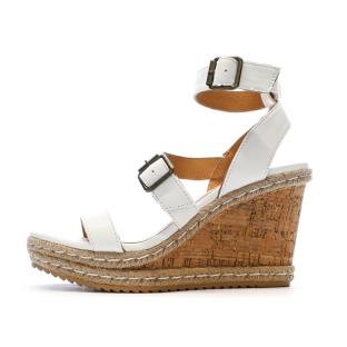 Sandales Compensée Blanches Femme Chattawak Summer Camel