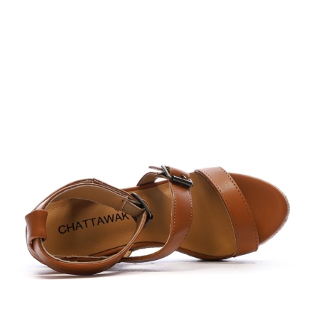 Sandales Compensée Camel Femme Chattawak Summer Camel