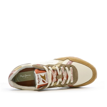 Baskets Écru/Camel Femme Pepe jeans Brit Print