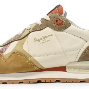 Baskets Écru/Camel Femme Pepe jeans Brit Print