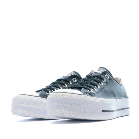 Baskets compensées cuir noir femme Converse All Star