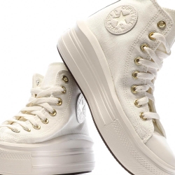 Baskets Blanches/Dorées Femme Converse All Star Move Tonal