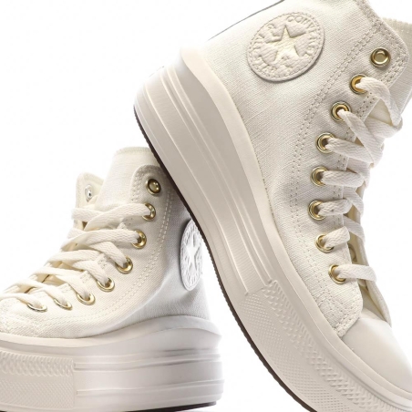 Baskets Blanches/Dorées Femme Converse All Star Move Tonal