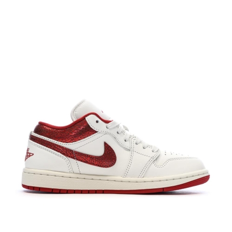 Baskets Blanc/Rouge Femme Nike Air Jordan 1 Low