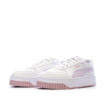 Baskets Blanc/Rose Femme Puma Carina