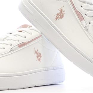 Baskets Blanches/Roses Femme US Polo ASSN ARIS