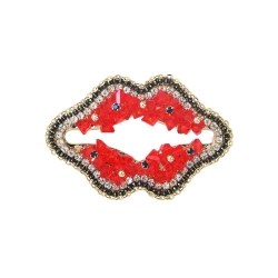 Broche Métal Bouche Doré & Strass Femme Clio Blue