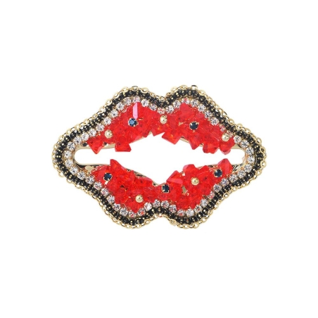 Broche Métal Bouche Doré & Strass Femme Clio Blue