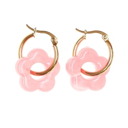 Boucles Oreilles Rose Vif Femme Clio Blue Fleurs 20mm