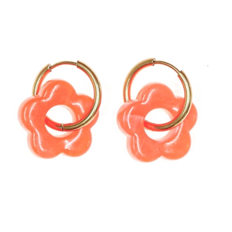 Boucles Oreilles Orange Femme Clio Blue Fleurs 20mm