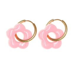 Boucles Oreilles Rose Opaque Femme Clio Blue Fleurs 20mm
