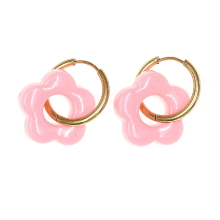 Boucles Oreilles Rose Opaque Femme Clio Blue Fleurs 20mm